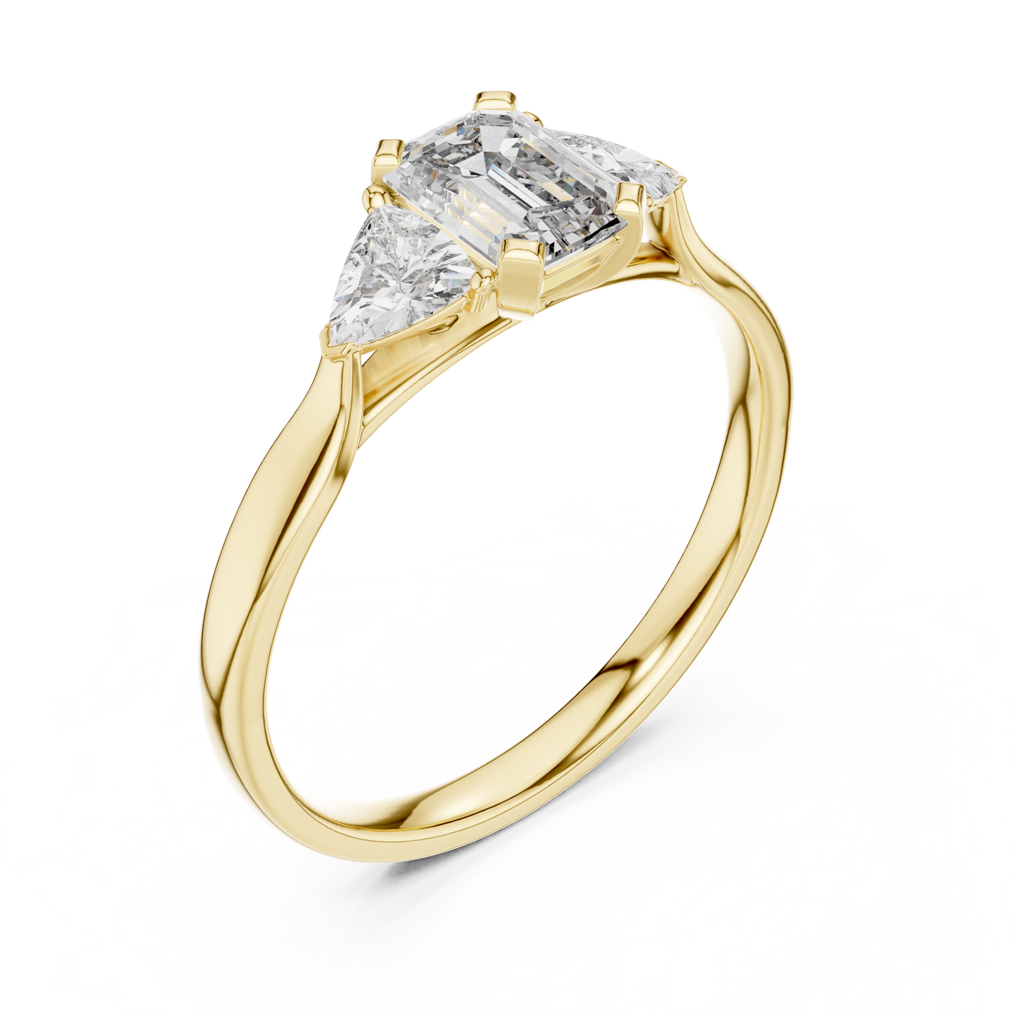 1.00CtEmerald Cut Solitaire Ring - Trillion Accent Romantic Style - Designed To Shine Every Moment