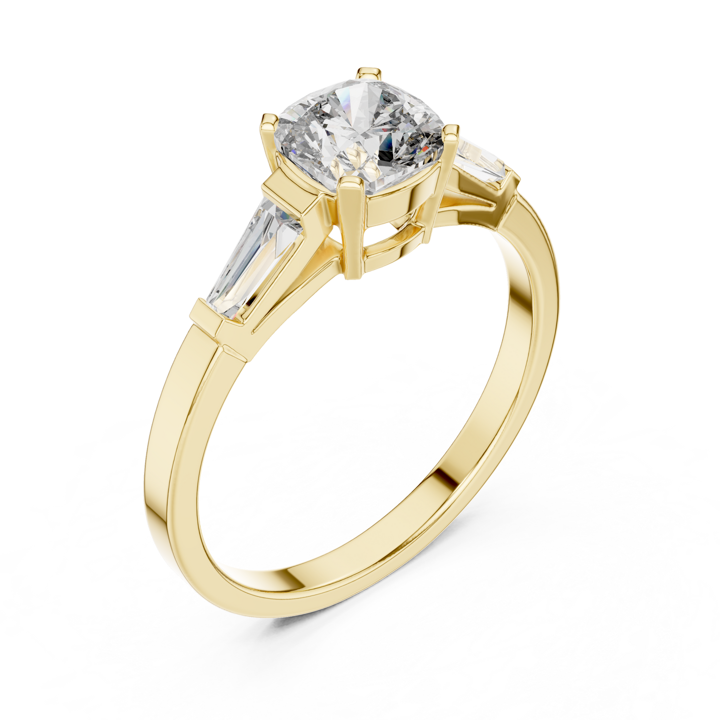 1.16Ct Cushion Cut Bridal Ring | Gold Three Stone Design | A Symbol Of Forever Love