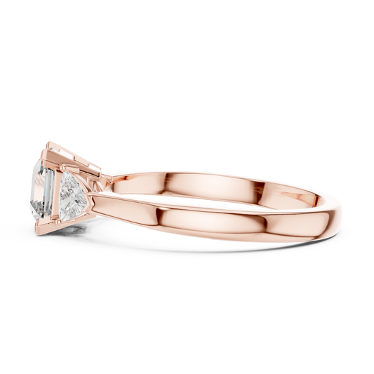 1.00CtAsscher Cut Three-Stone Engagement Ring • Trillion Side Stones • Custom White Gold Ring
