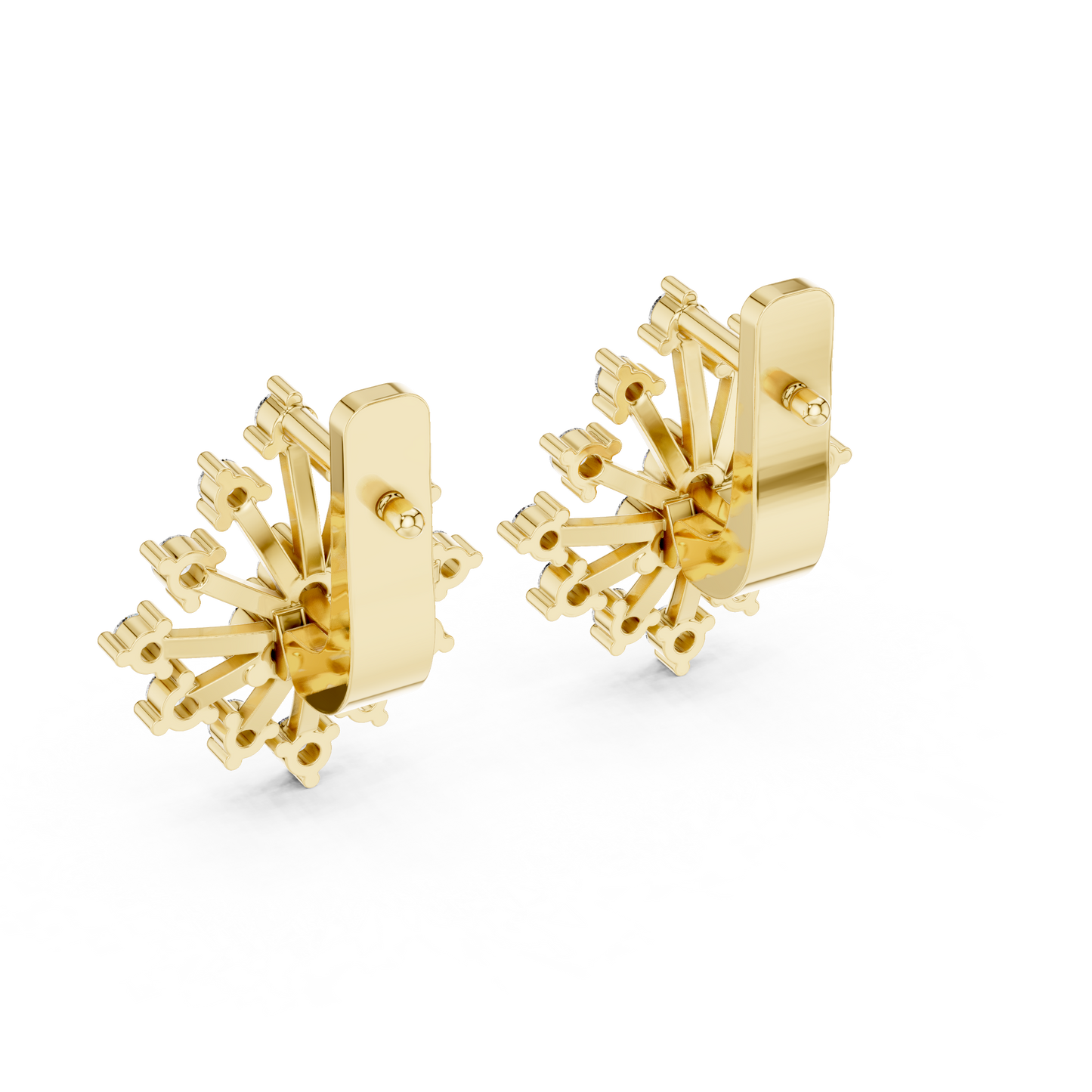 Prismatic Star Diamond Ear Jackets • Multi-Point Shine Earrings • Ultra-Luxe Gold Studs