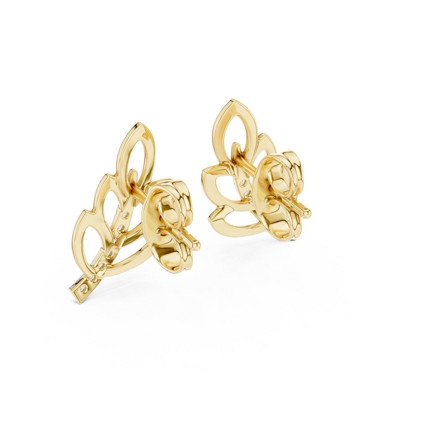 Silken Curve Diamond Leaf Studs ā Contemporary Fine Gold Jewelry - Fluid Sculpture Leaf Diamond Earrings ā Modern Fine Jewelry Statement Studs