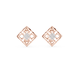 Sovereign Grid Diamond Stud Earrings - Regalia Frame Diamond Studs - Imperium Square Diamond Stud Earrings