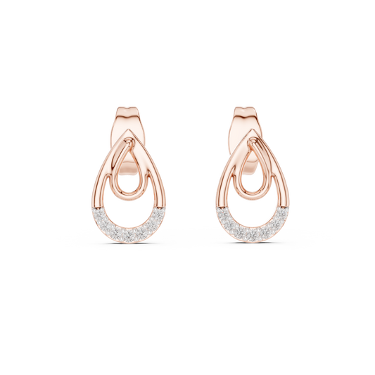 Sophisticated Double Drop Diamond Earrings | Elegant Gold Stud Earrings for Women