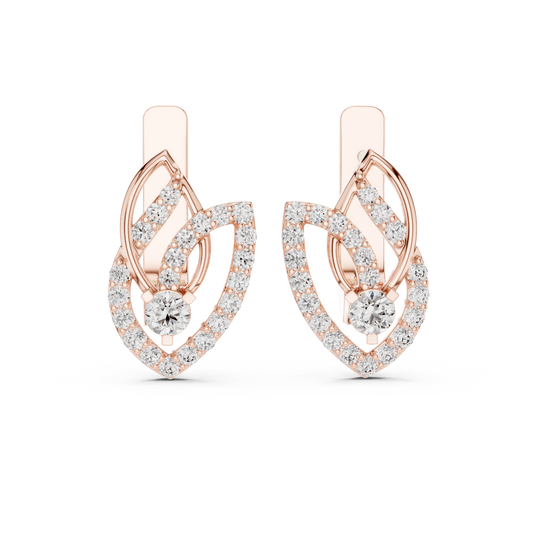 Serenity Petal Arc Earrings • Pavé Leaf Rings • High-Spark 14K/18K Gold Hoops