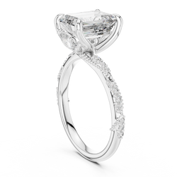 14K Gold Emerald Cut Lab Diamond Ring Sunlight Sparkle View