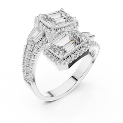 14K Gold Lab Diamond Emerald Cut Ring displayed inside a velvet luxury ring box with open lid perspective, creating an exquisite unboxing aesthetic suitable for romantic proposal gifts, wedding gifts, and holiday anniversary surprises.