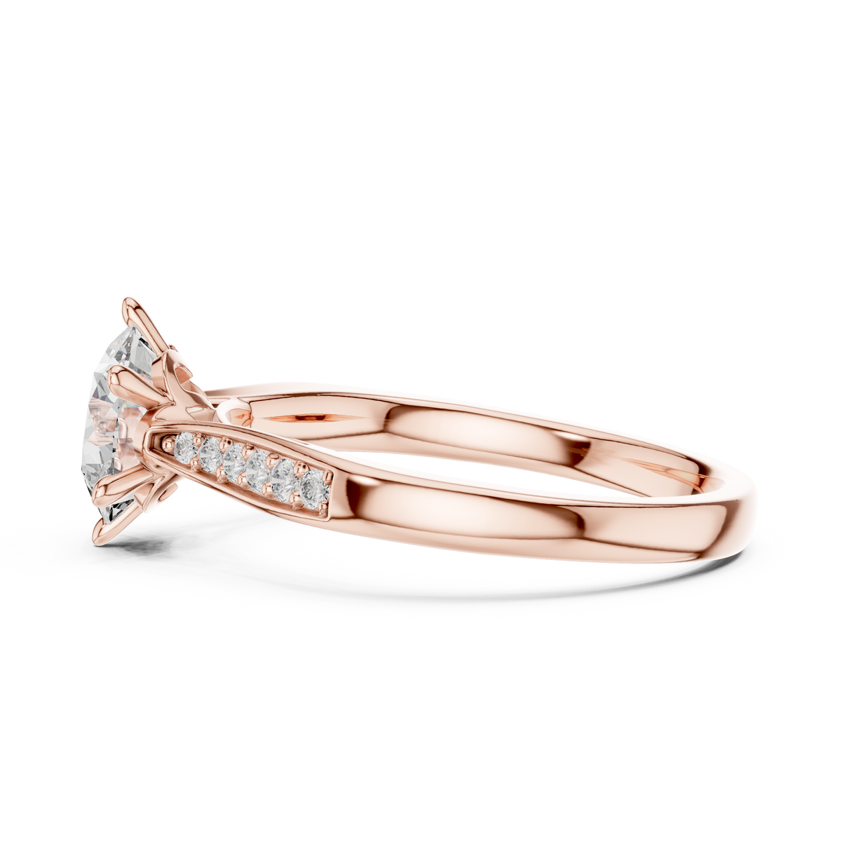 14K Gold Lab Diamond Ring On Hand Model