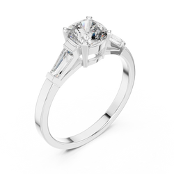 14K Gold Three Stone Engagement Ring Luxury Gift Box