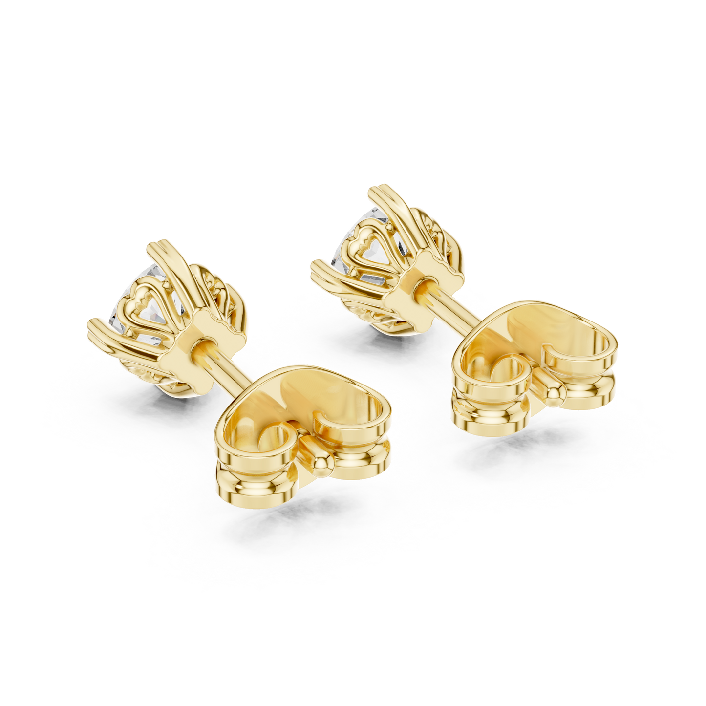 18K Gold Diamond Studs Close Up View