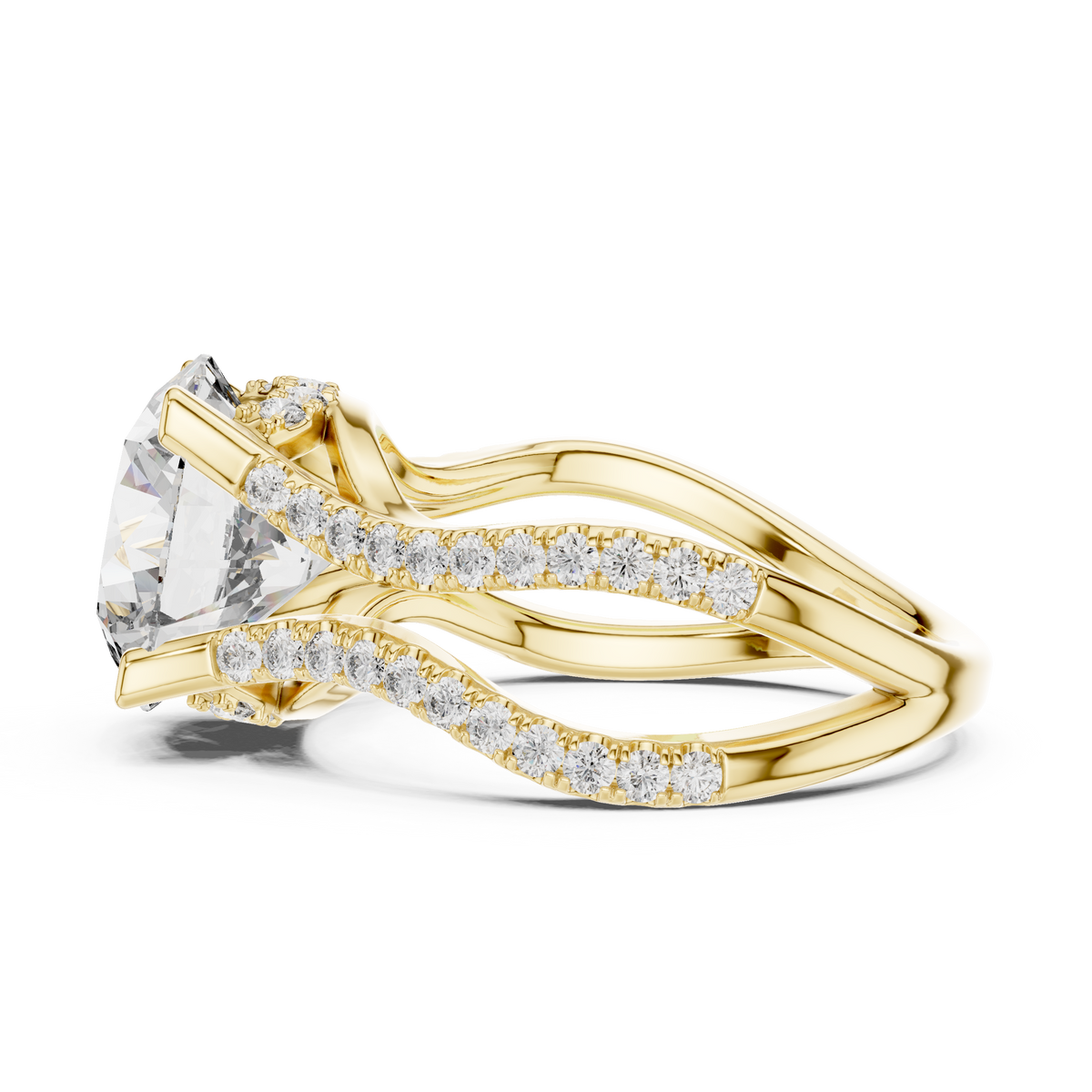 18K Gold Round Diamond Ring Stacked Wedding Band
