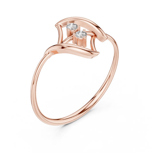 Contemporary fine jewelry ring | Floating diamond Silver Gold Plated waves | Designed to shine forever daily