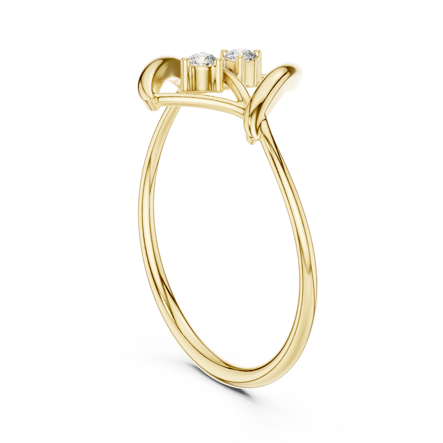 Contemporary fine jewelry ring | Floating diamond Silver Gold Plated waves | Designed to shine forever daily