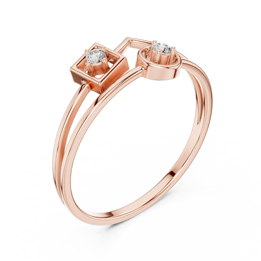 Architectural Dual Diamond | Premium Modern Jewelry | Yellow Gold Elegant Open Ring