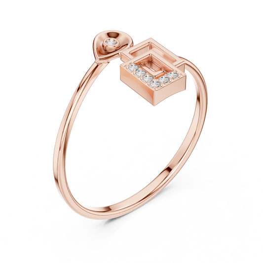 Contemporary Initial G Ring | Diamond Geometry Design | Minimal 925 Sterling Silver Luxury Statement Jewelry