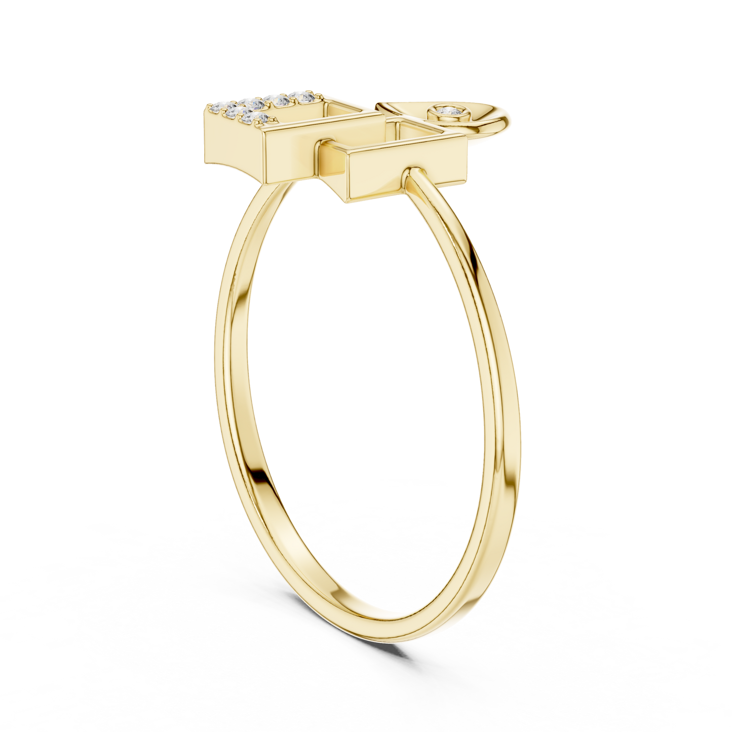 Contemporary Initial G Ring | Diamond Geometry Design | Minimal Gold Luxury Statement Jewelry