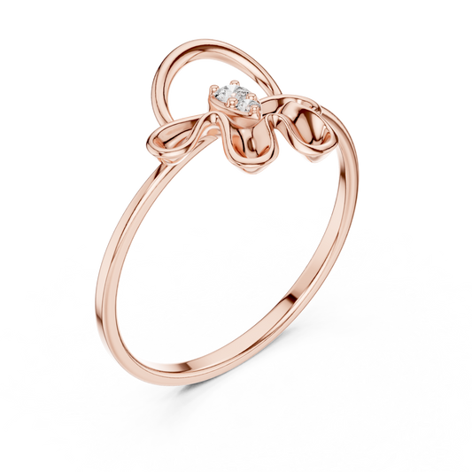 Opulent Bloom Arc | Diamond Ribbon Halo | Designer Floral Luxury Silver Gold Plated Ring