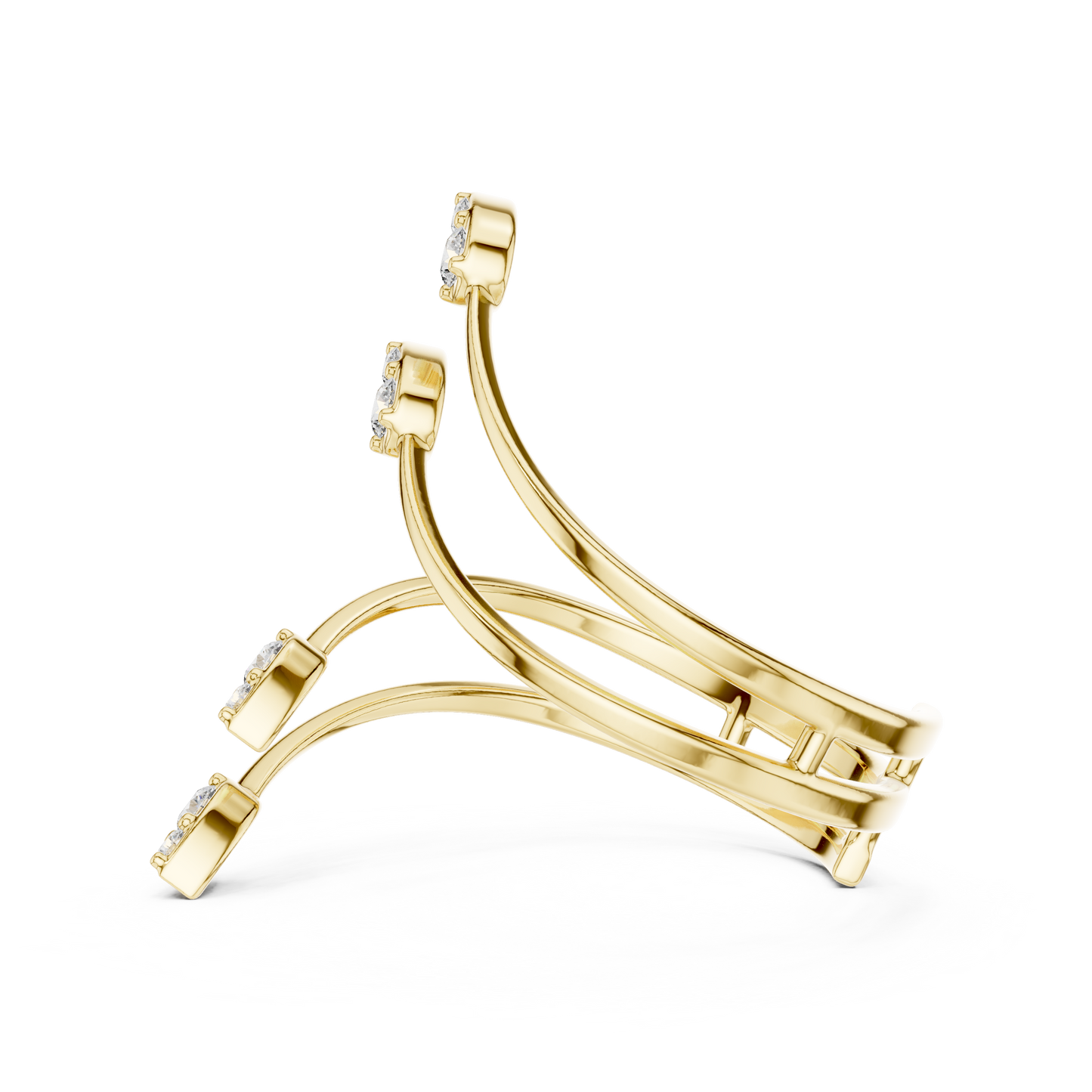 Floating Leaf Diamond Wrap | Premium Luxury Energy Flow | Bold Statement Open Ring Masterpiece