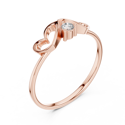 Love shaped diamond ring - Pure Silver eternal shine - Promise forever in every sparkle