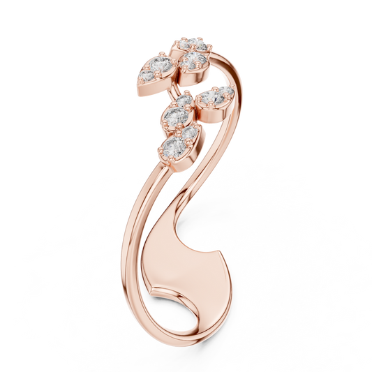 Statement Curve Diamond Ring | Elegant Silver Finish | Modern Luxury Engagement Jewelry