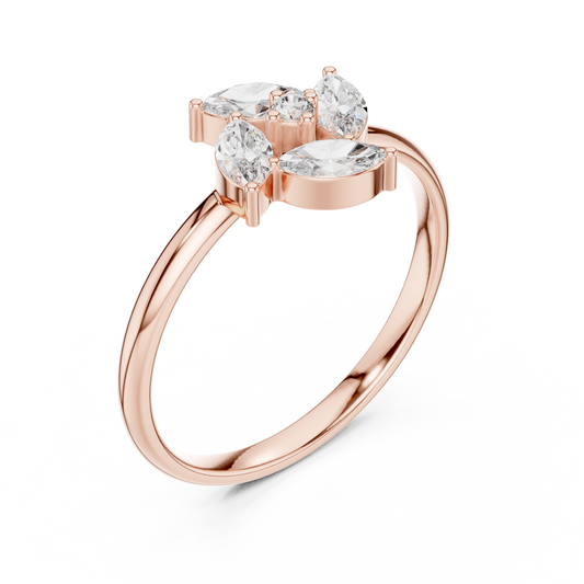 Marquise Diamond Cluster Ring | Moissanite Diamond Floral Design | Elegant Engagement Gift For Her