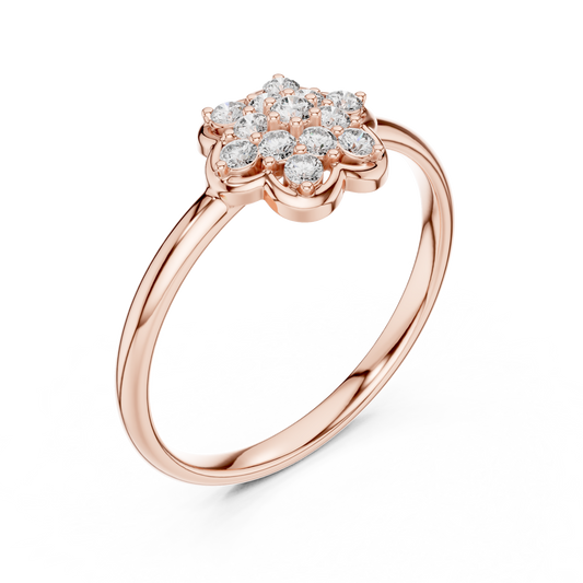 Bespoke Flower Diamond Ring | Artisan Silver Gold Plated Setting | One Of A Kind Luxury Jewelry