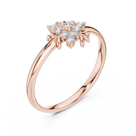 Signature Blossom Diamond Ring | Delicate Floral Cluster Setting | Premium Gold Anniversary Jewelry Gift