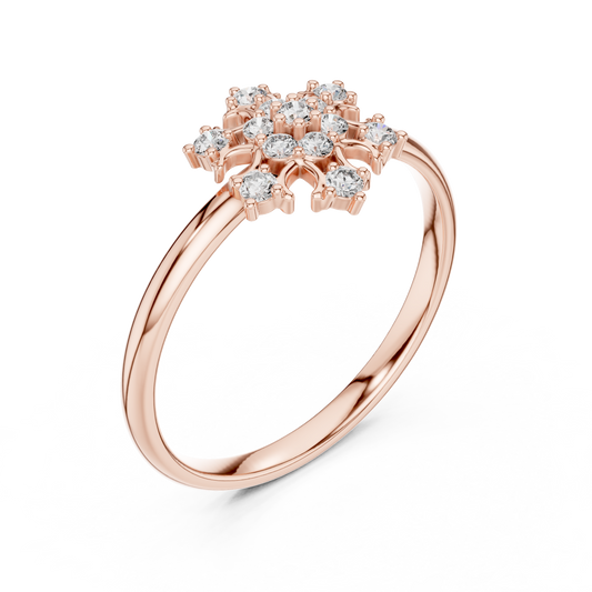 Celestial Diamond Bloom | Eternal Luxury Statement | Handcrafted Gold Floral Engagement Ring