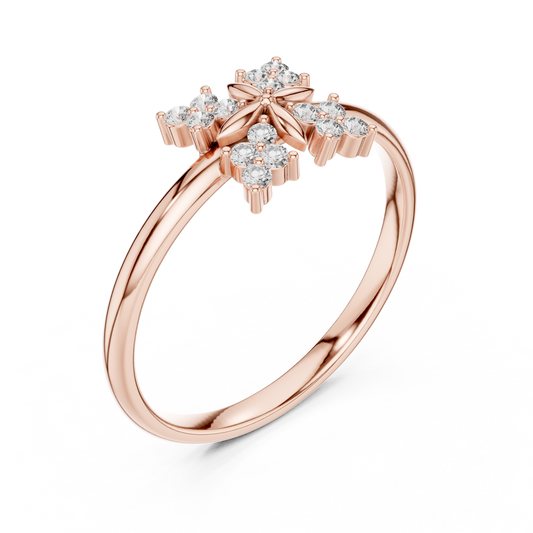 Butterfly Essence Diamond Ring | Soft Floral Fine Jewelry | Luxury Gold Romantic Engagement Ring