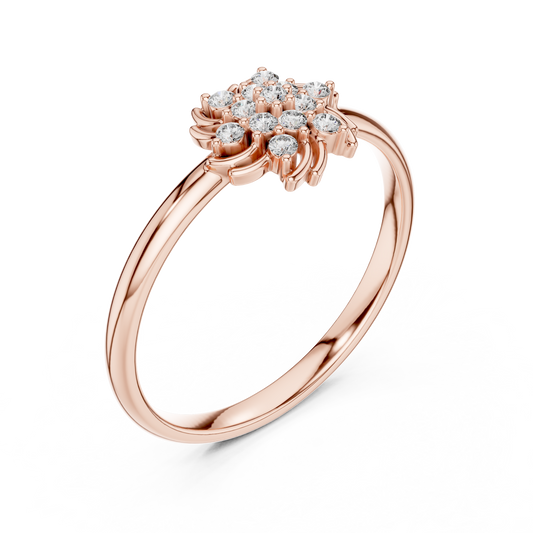 Designer Floral Diamond Ring | Premium Silver Gold Plated Elegance | Crafted For Endless Sparkle Moments