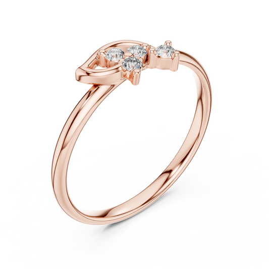Elysian Diamond Curve | Designer Silver Gold Plated Ring | High Fashion Fine Jewelry Piece