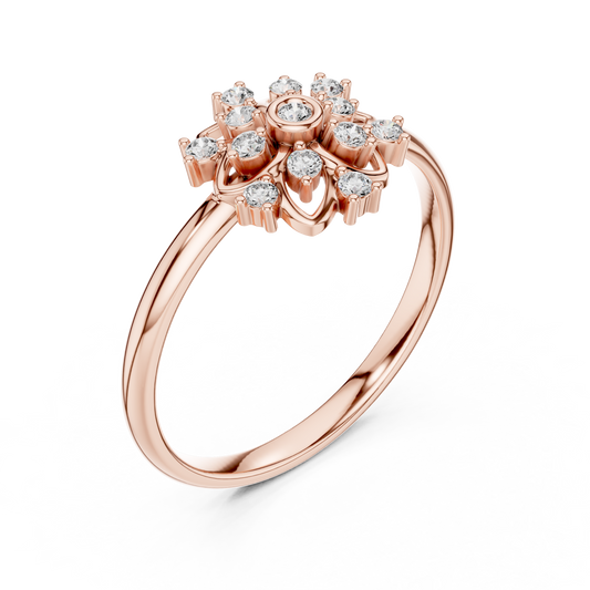 Antique Style Diamond Ring | Floral Silver Rose Plated Elegance | Rare Luxury Engagement Jewelry