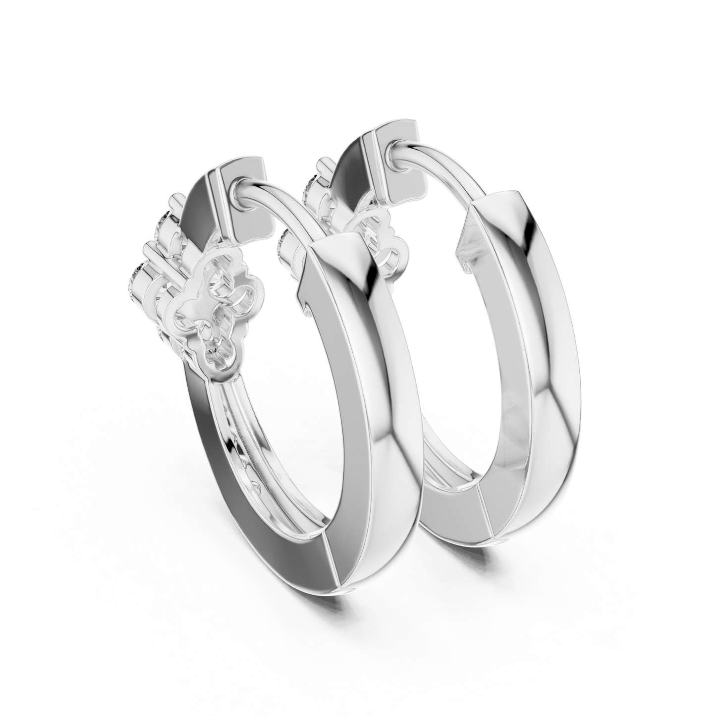 Rosy Cluster Hoops | Shimmer Crystal Beam | Classic Elegant Huggie Earrings