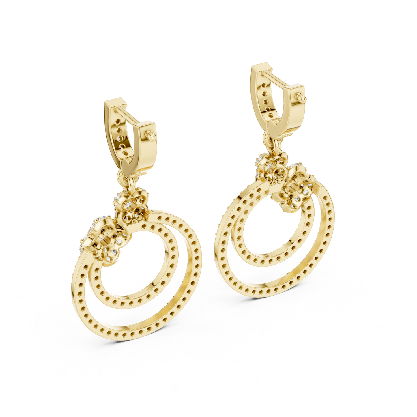Glittering Blossom Hoop Earrings β Good Twin Loop Structure β Luxury Diamond Occasion Wear