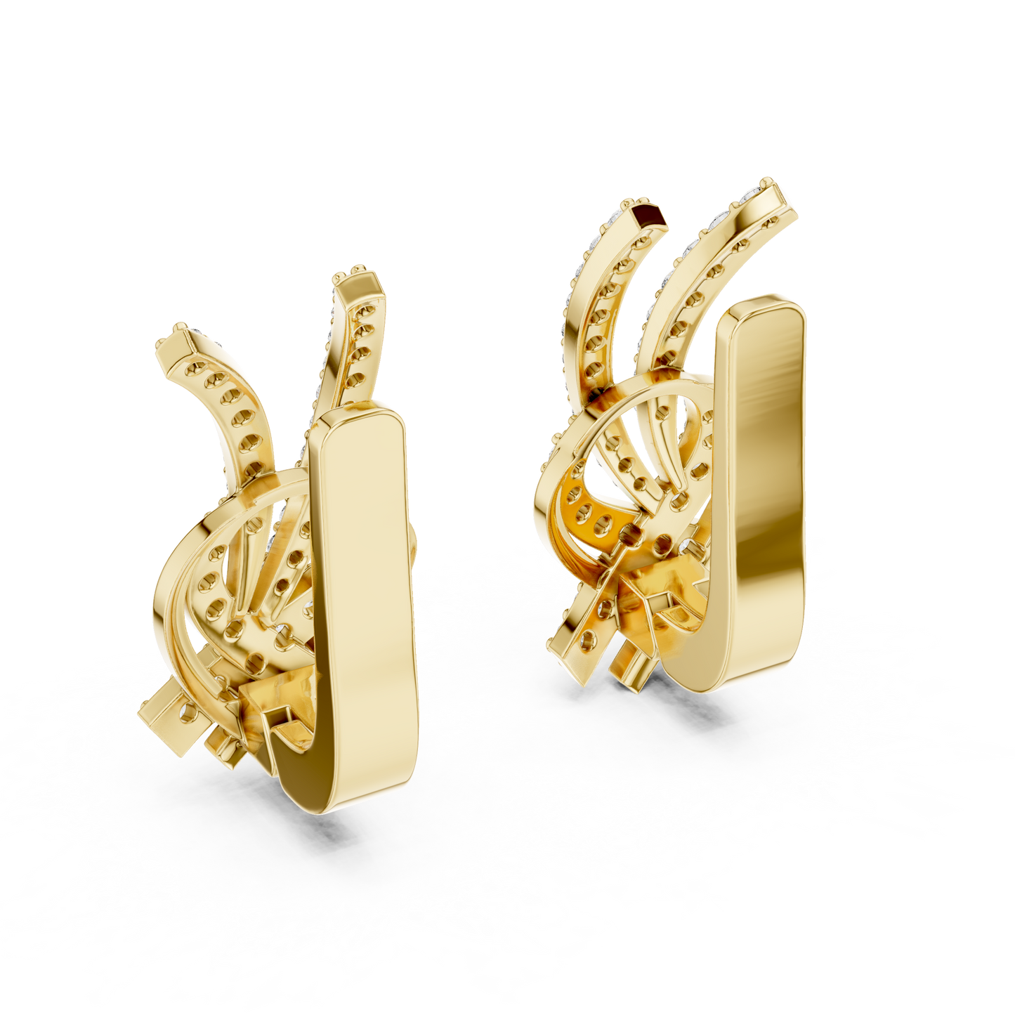 Multi Row Diamond Earring • Elegant Swirl Setting • White Gold Crossover Cocktail Earrring