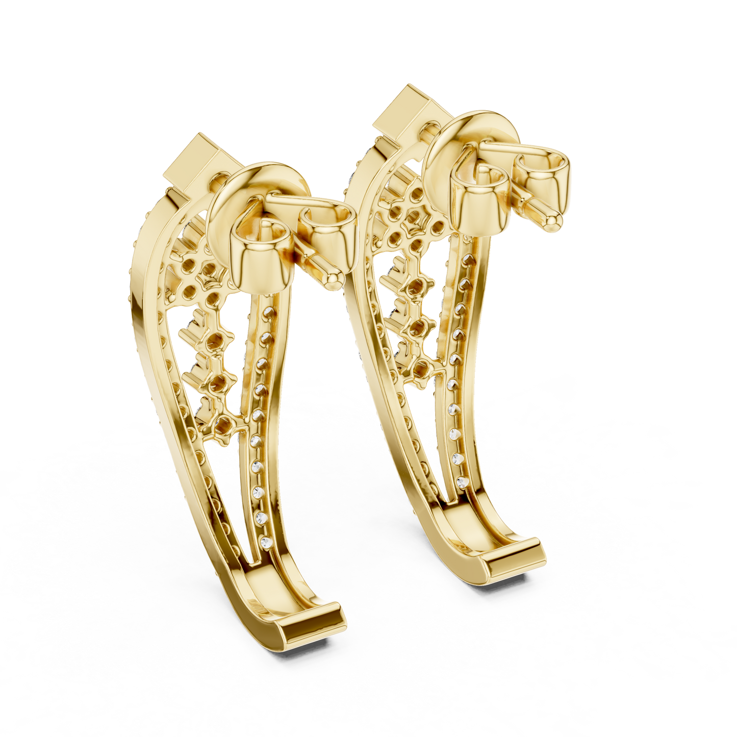 Majestic Floral Stud Earrings • Rose Gold Sparkle Design - Shimmering Flower Pattern Style