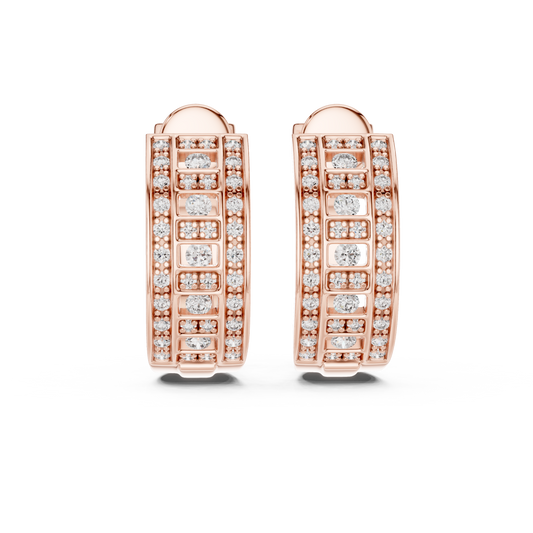 Brilliant Lattice Diamond Hoops | Elegant Multi Row Craftsmanship | Glamorous Everyday Luxury Earrings
