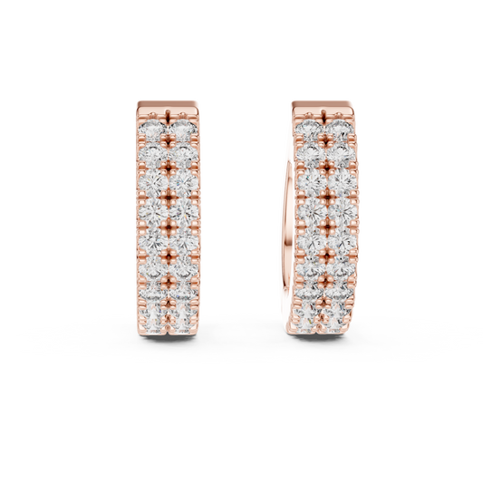 Double Row Hoops Crystal Flash Touch - bridal huggie earrings - Glamorous Huggie Radiance Women Accessory