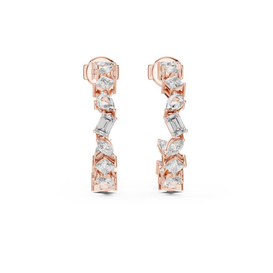 Gold Multi-Shape CZ Hoop Earrings, Sparkling Modern Hoops, Elegant Everyday Jewelry Gift