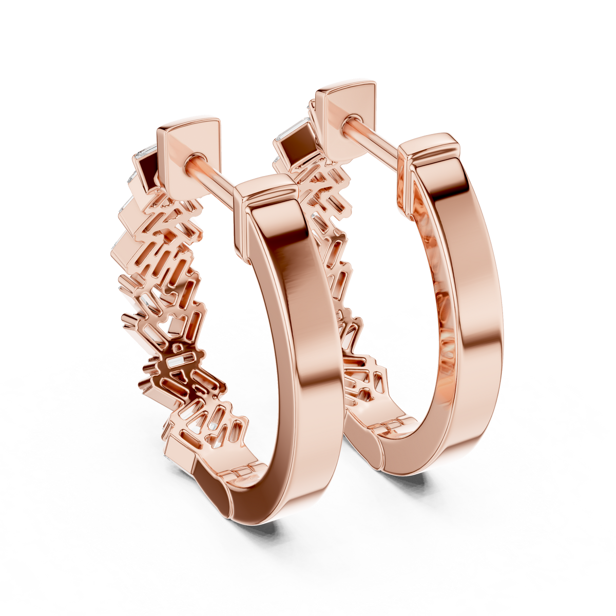 Baguette Hoop Earrings • Gold Sparkle Huggies • Minimal Luxury Jewelry - Timeless Shine Earrings