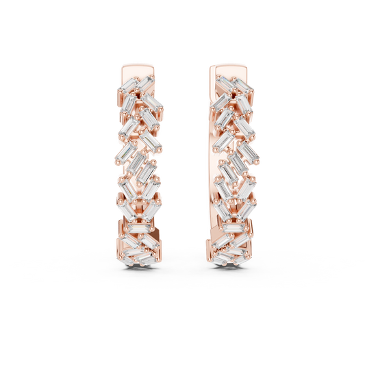 Baguette Hoop Earrings • Gold Sparkle Huggies • Minimal Luxury Jewelry - Timeless Shine Earrings