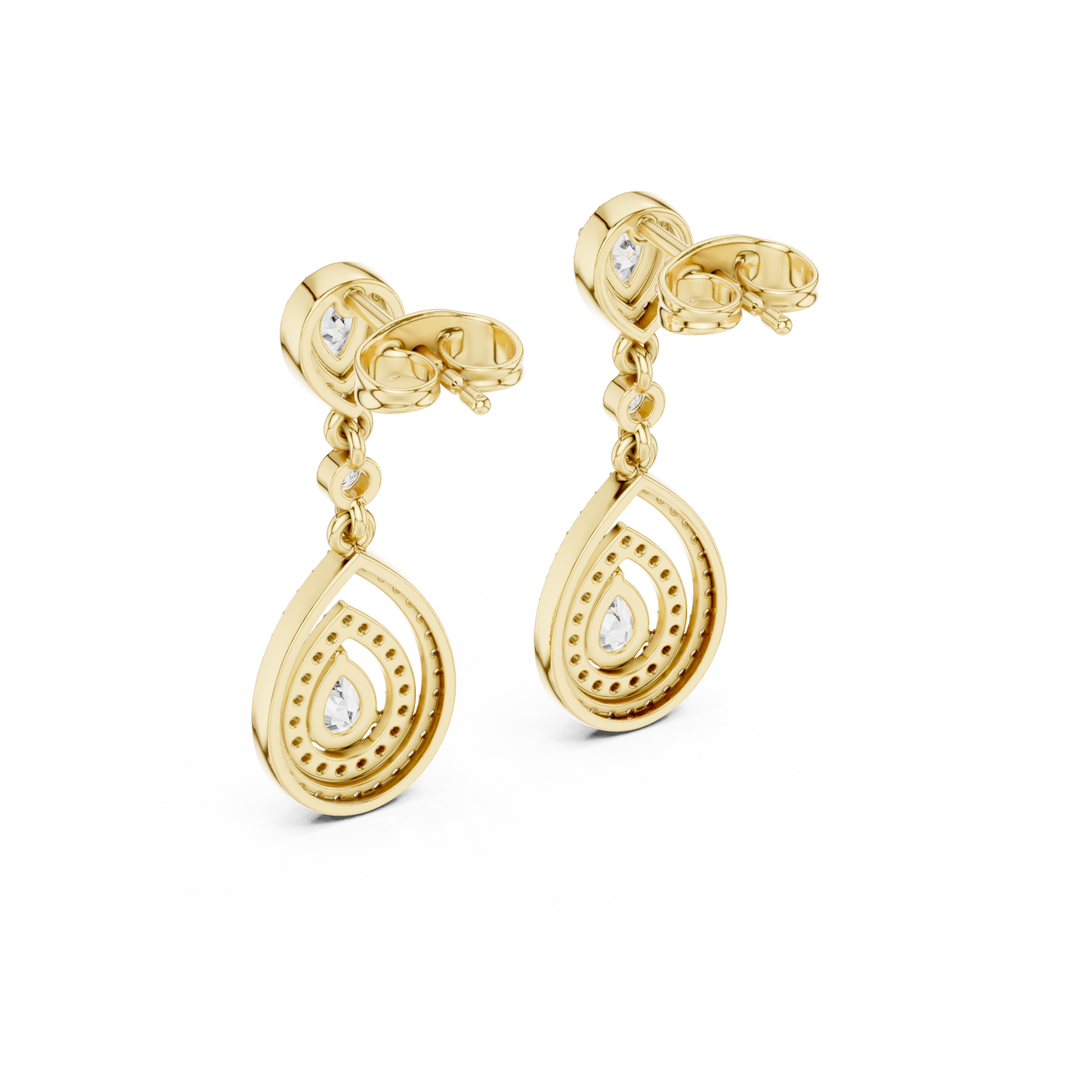 Opulent Halo-Framed Pear Diamond Dangles • Sculpted Luxury Earrings • Elegant Gift for Her