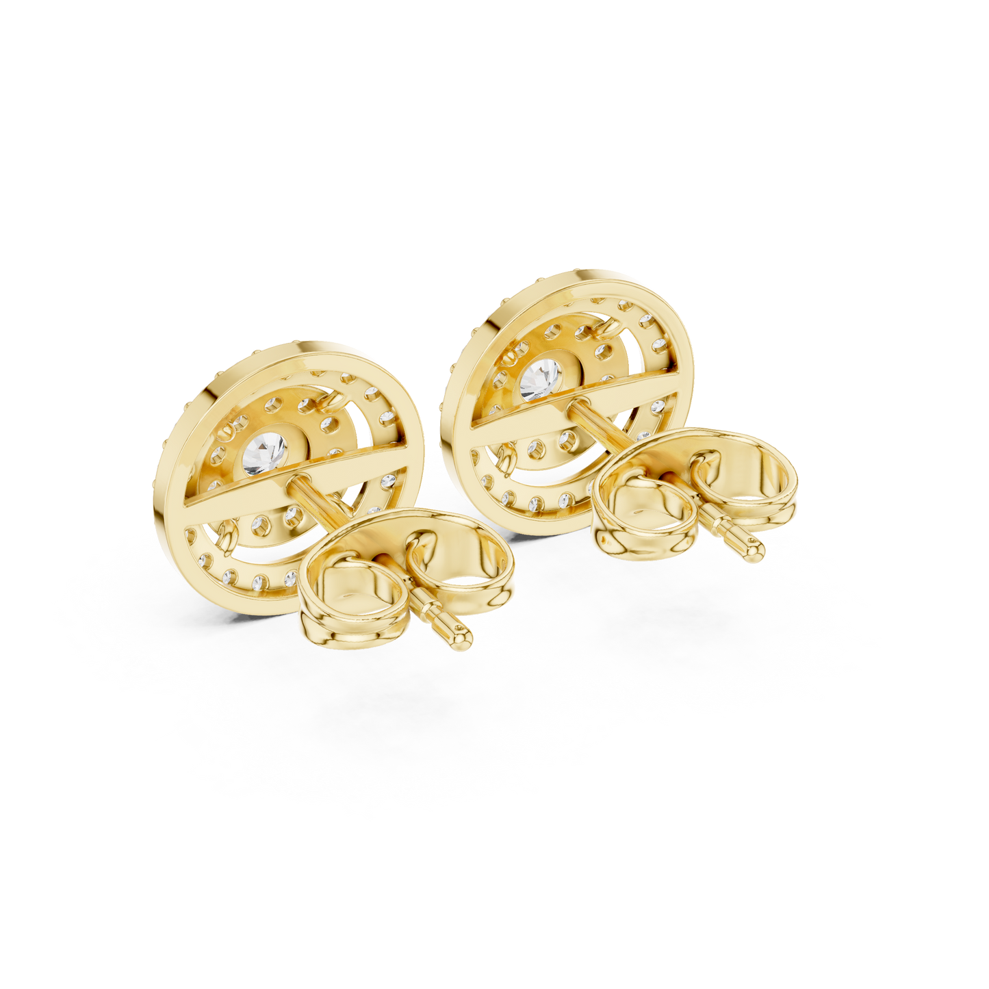 Lumière Multi-Ring Diamond Stud Earrings · Triple-Layer Halo · Fine Gold Luxury by HBPrestige Jewels