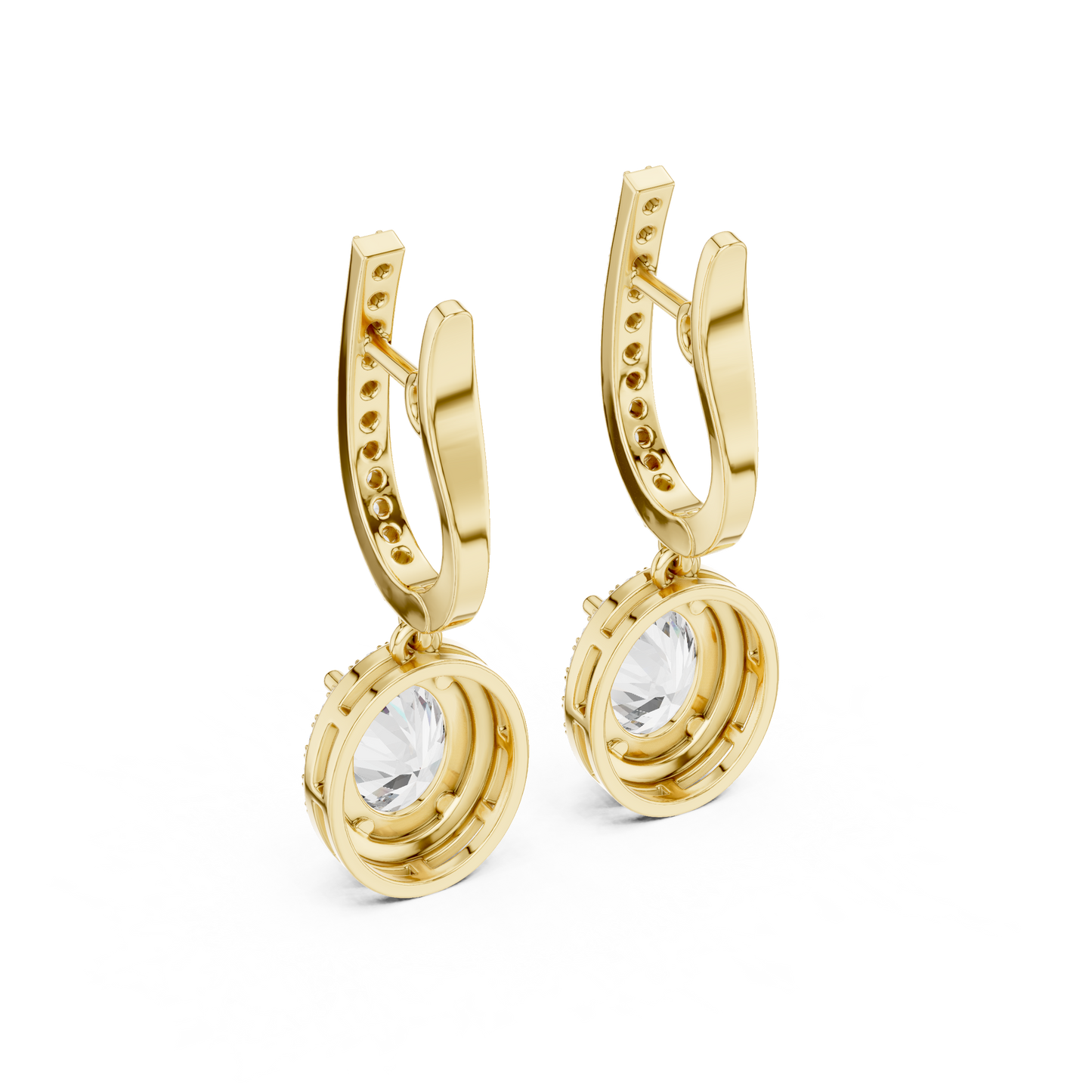 3.34Ct Delicate Oval Halo Drops • Diamond Gold Earrings • Romantic Bridal Jewelry • Elegant Everyday Wear
