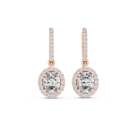 Goddess Glow Oval Drop Earrings • Lux Halo CZ Design • Glam Bridal & Party Jewelry