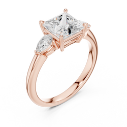 3 Stone Gold Ring Side Profile Detail