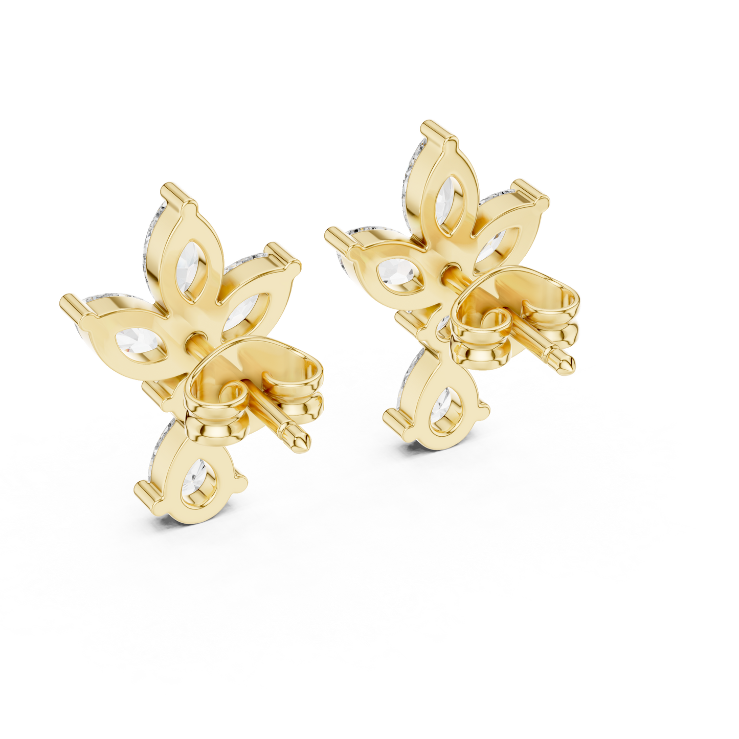 Dynasty Petal Marquise Diamond Drops – Regal Cluster Stud Earrings - French-Inspired Luxe Cluster