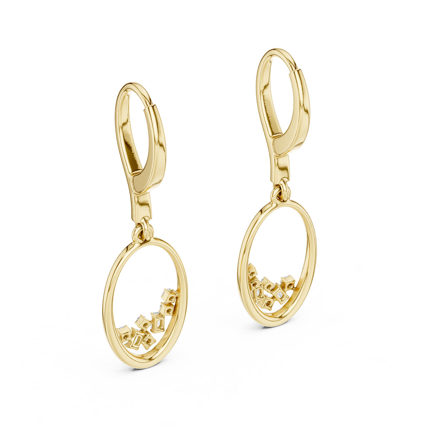 Cosmic Rhythm Diamond Hoops • Open-Oval Luxe Flow • Sculpted Gold Drop Elegance