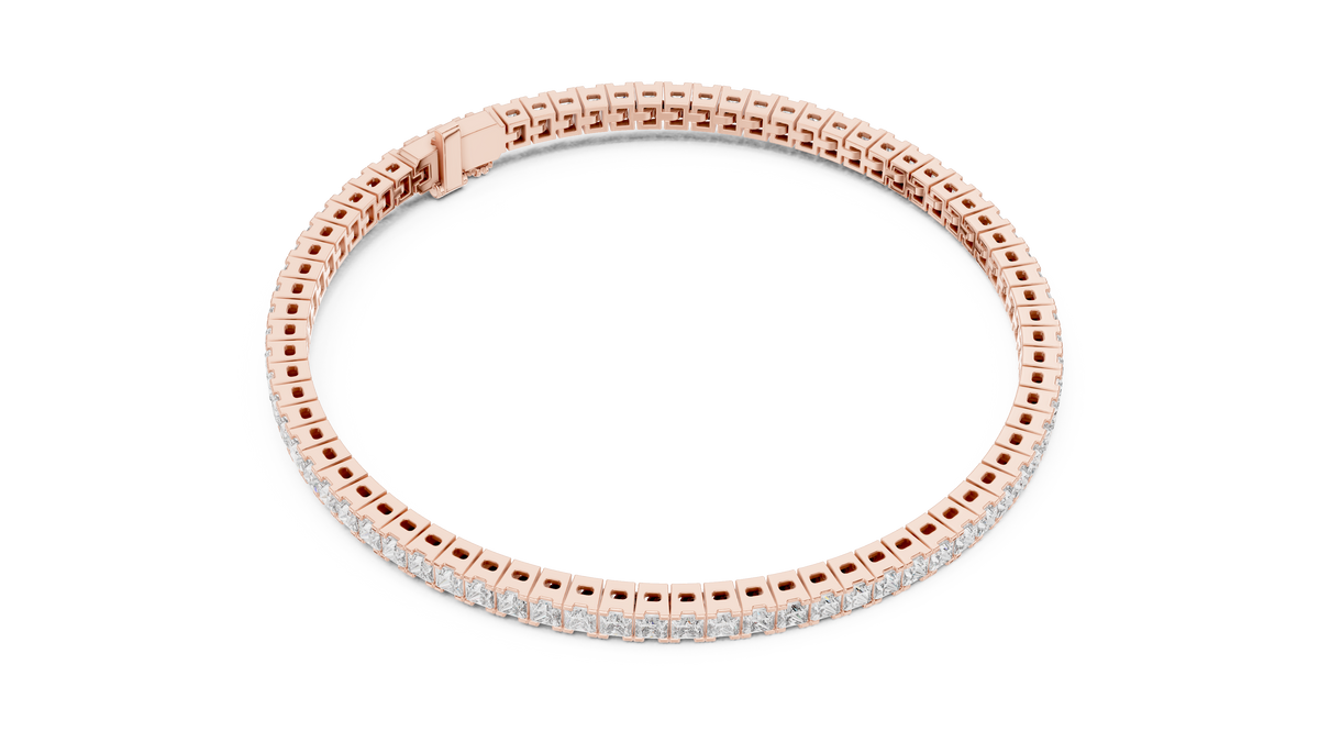 925 Sterling Silver Princess Cut Moissanite Tennis Bracelet, Channel Set Diamond Style Bracelet, 4.56 CTW Bridal Anniversary Gift for Her