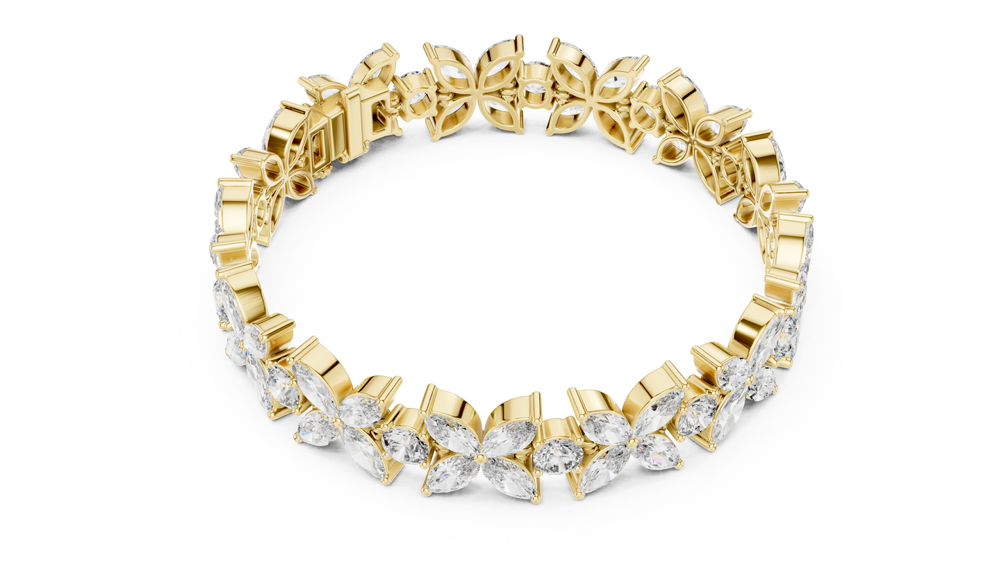 Sovereign Petal Diamond Bracelet – Marquise Cut Grandeur – Statement Diamond Luxury – Elite Floral Perfection