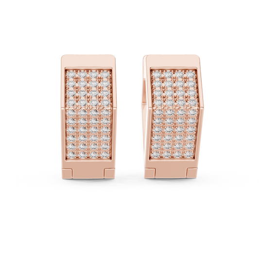 PavéMatrix™ Block Huggies | Angular Ice-Set Gold Earrings | Ultra-Clean Geometric Shine